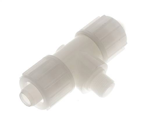 20x13mm & G3/8'' Racor de compresión en T de PVDF con rosca macho 10 bar PVC y PA