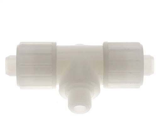 20x13mm & G3/8'' Racor de compresión en T de PVDF con rosca macho 10 bar PVC y PA