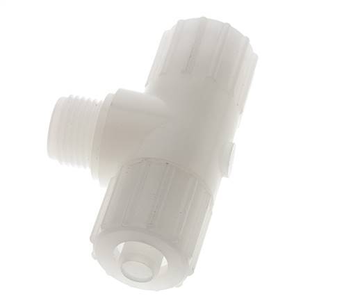 Racor de compresión en T 15x9mm & G1/2'' PVDF con rosca macho 10 bar PVC y PA