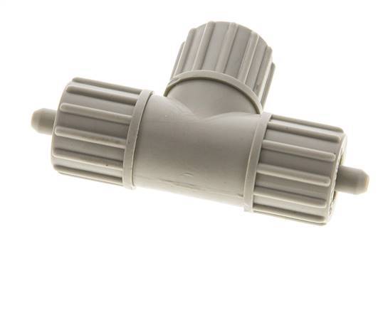 Racor de compresión en T de PP 10x4mm 10 bar PVC y PA
