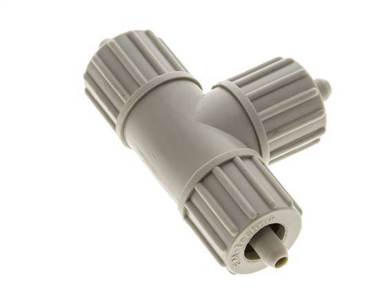 Racor de compresión en T de PP 10x4mm 10 bar PVC y PA