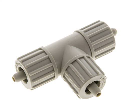 Racor de compresión en T de PP 10x4mm 10 bar PVC y PA