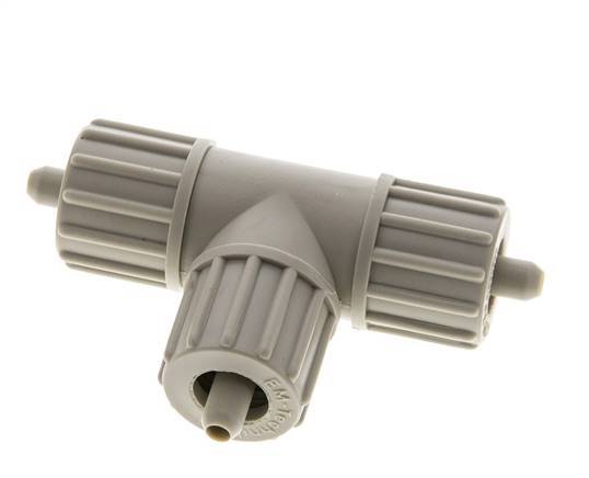 Racor de compresión en T de PP 10x4mm 10 bar PVC y PA