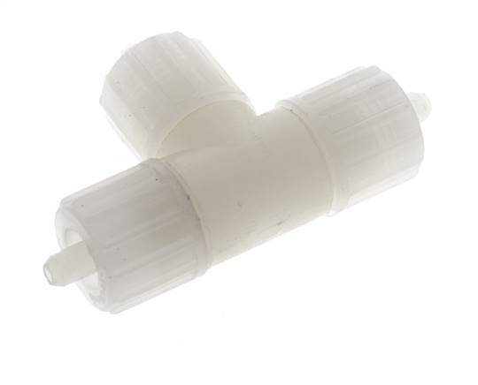 Racor de compresión en T 10x4mm PVDF 10 bar PVC y PA