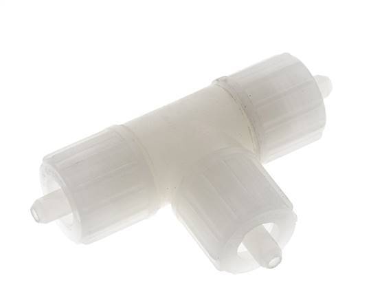 Racor de compresión en T 10x4mm PVDF 10 bar PVC y PA