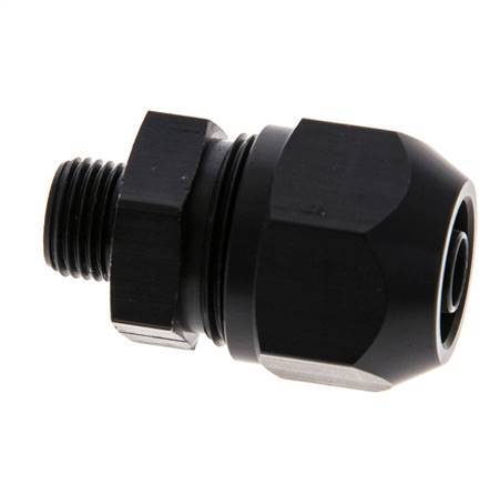 Racor de compresión recto de aluminio 9x6mm y G1/8'' con rosca macho 10 bar PVC y PA