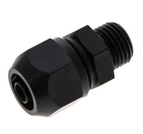 Racor de compresión recto de aluminio 9x6mm y G1/4'' con rosca macho 10 bar PVC y PA