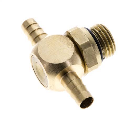 Boquilla en T de latón de 6 mm y G1/4'' con rosca macho NBR