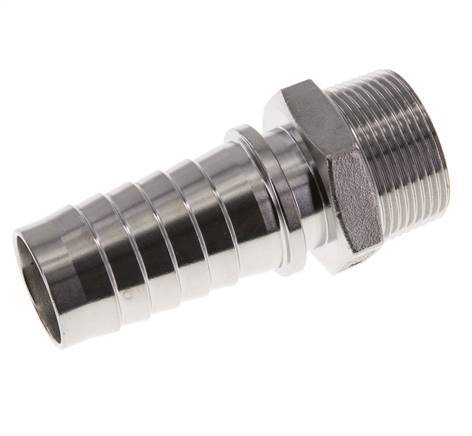 Pilar de manguera de acero inoxidable 1.4301 de 32x48 mm y R1-1/4'' con rosca macho DIN EN 14423
