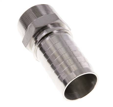 Pilar de manguera de acero inoxidable 1.4301 de 50x68 mm y R2'' con rosca macho DIN EN 14423