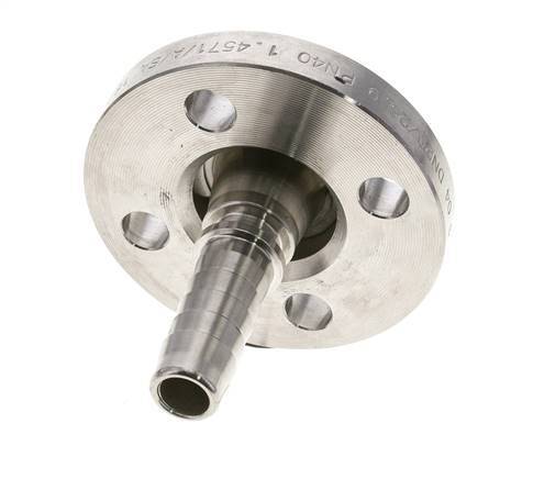 19x33 mm Stainless Steel 1.4401 Hose Pillar with Turnable Flange PN 10/16/25/40 DIN EN 14423 / DIN 2826