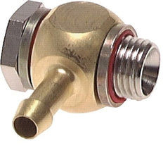 Codo de manguera de latón de 6 mm (1/4'') y G1/4'' con rosca macho giratorio de elastómero