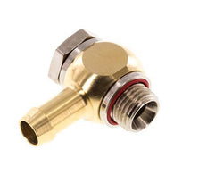 Codo de manguera de latón de 9 mm (3/8'') y G1/4'' con rosca macho giratorio de elastómero
