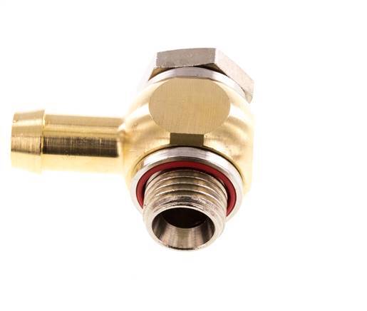 Codo de manguera de latón de 9 mm (3/8'') y G1/4'' con rosca macho giratorio de elastómero
