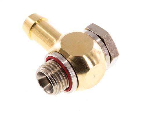 Codo de manguera de latón de 9 mm (3/8'') y G1/4'' con rosca macho giratorio de elastómero