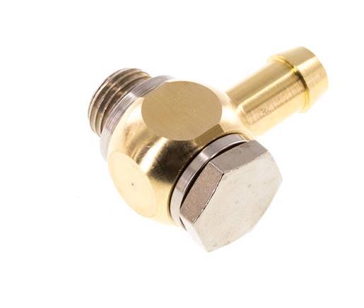 Codo de manguera de latón de 9 mm (3/8'') y G1/4'' con rosca macho giratorio de elastómero