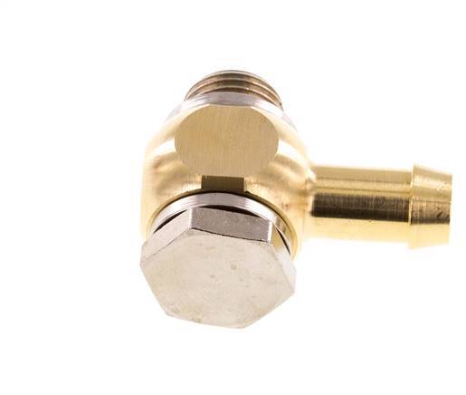 Codo de manguera de latón de 9 mm (3/8'') y G1/4'' con rosca macho giratorio de elastómero