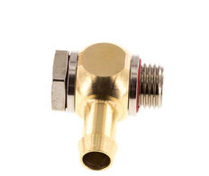 Codo de manguera de latón de 9 mm (3/8'') y G1/4'' con rosca macho giratorio de elastómero