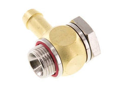 Codo de manguera de latón de 9 mm (3/8'') y G3/8'' con rosca macho giratorio de elastómero