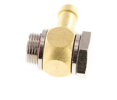 Codo de manguera de latón de 9 mm (3/8'') y G3/8'' con rosca macho giratorio de elastómero