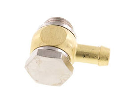 Codo de manguera de latón de 9 mm (3/8'') y G3/8'' con rosca macho giratorio de elastómero