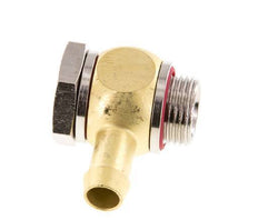 Codo de manguera de latón de 9 mm (3/8'') y G3/8'' con rosca macho giratorio de elastómero