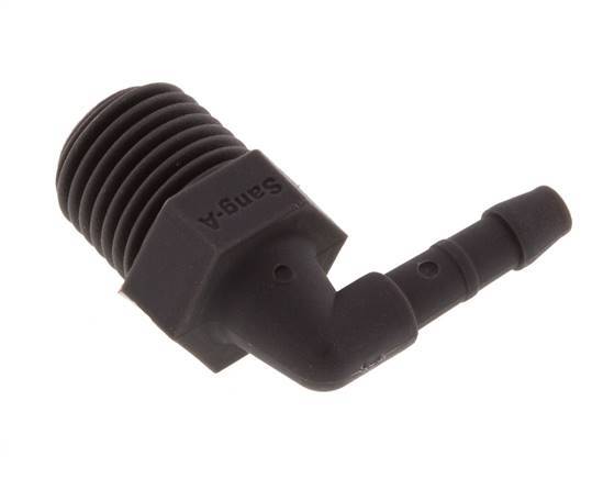 Codo de manguera de 4 mm y R1/4'' PA 6 con rosca macho [10 piezas]