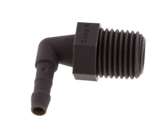 Codo de manguera de 4 mm y R1/4'' PA 6 con rosca macho [10 piezas]