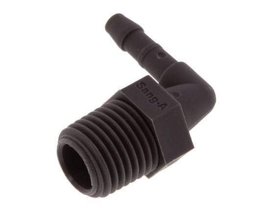 Codo de manguera de 4 mm y R1/4'' PA 6 con rosca macho [10 piezas]
