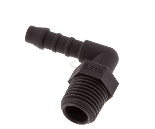 Codo de manguera de 6 mm (1/4'') y R1/4'' PA 6 con rosca macho [10 piezas]