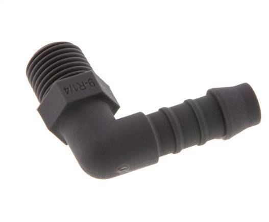 Codo para manguera de 9 mm (3/8'') y R1/4'' PA 6 con rosca macho [10 piezas]