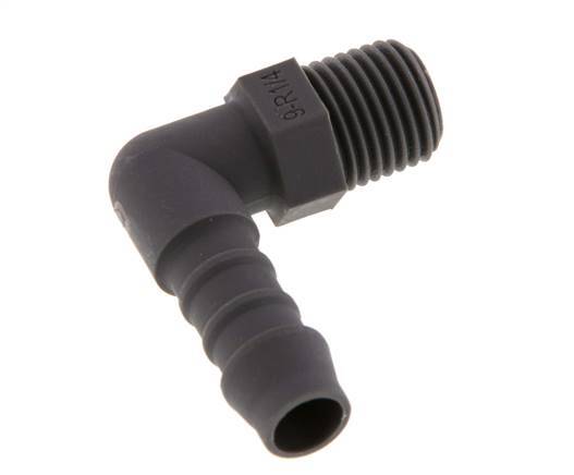 Codo para manguera de 9 mm (3/8'') y R1/4'' PA 6 con rosca macho [10 piezas]