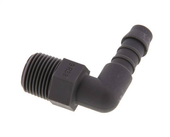 Codo para manguera de 9 mm (3/8'') y R3/8'' PA 6 con rosca macho [10 piezas]