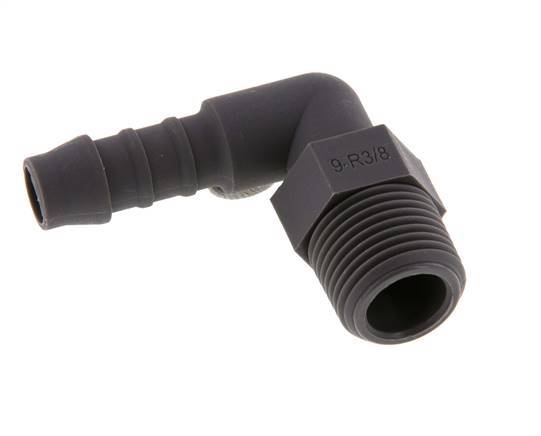 Codo para manguera de 9 mm (3/8'') y R3/8'' PA 6 con rosca macho [10 piezas]