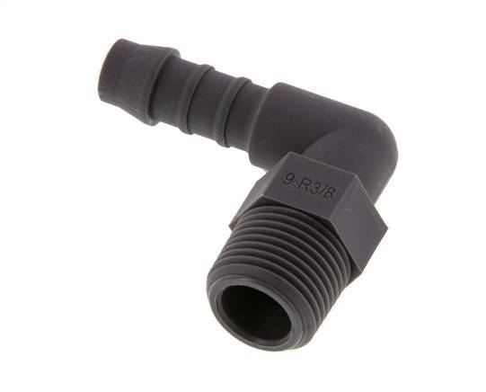 Codo para manguera de 9 mm (3/8'') y R3/8'' PA 6 con rosca macho [10 piezas]