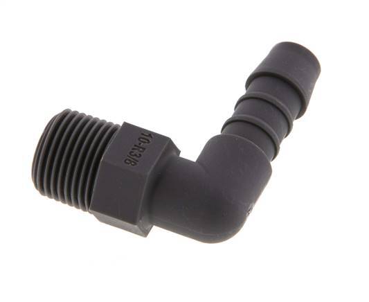 Codo de manguera de 10 mm y R3/8'' PA 6 con rosca macho [10 piezas]