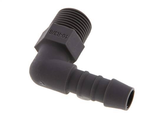 Codo de manguera de 10 mm y R3/8'' PA 6 con rosca macho [10 piezas]