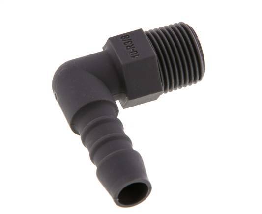 Codo de manguera de 10 mm y R3/8'' PA 6 con rosca macho [10 piezas]