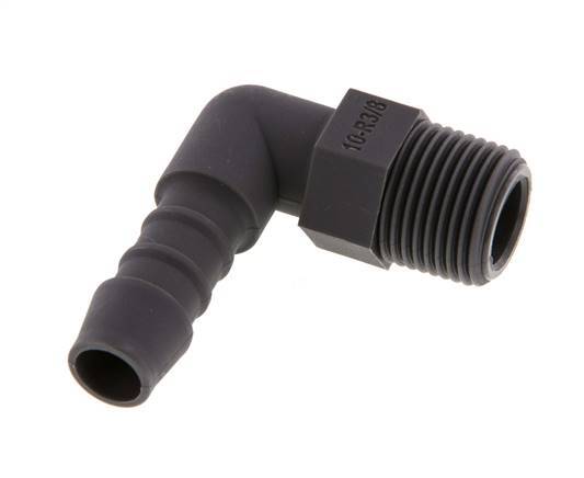 Codo de manguera de 10 mm y R3/8'' PA 6 con rosca macho [10 piezas]