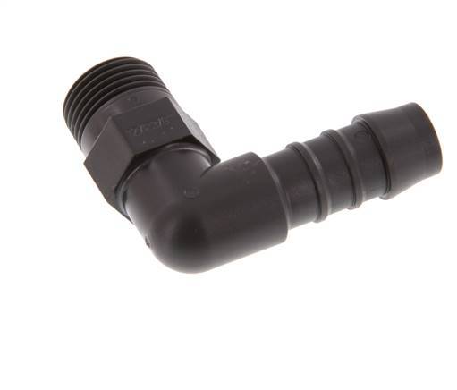 Codo de manguera de 12 mm y R3/8'' PA 6 con rosca macho [5 piezas]