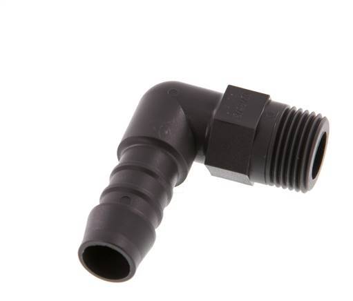 Codo de manguera de 12 mm y R3/8'' PA 6 con rosca macho [5 piezas]