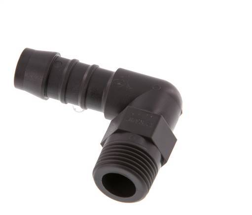 Codo de manguera de 12 mm y R3/8'' PA 6 con rosca macho [5 piezas]
