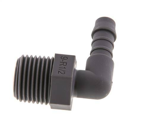 Codo para manguera de 9 mm (3/8'') y R1/2'' PA 6 con rosca macho [5 piezas]