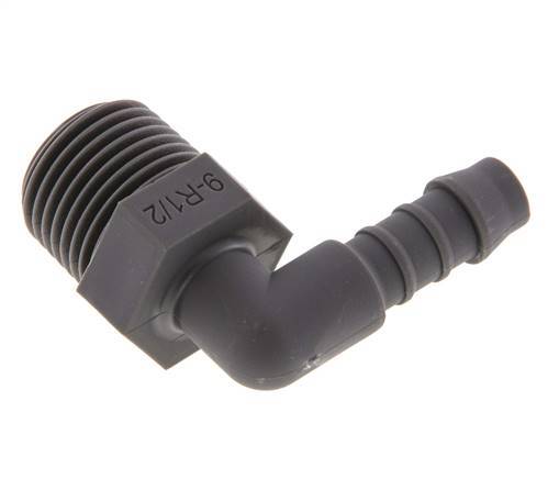 Codo para manguera de 9 mm (3/8'') y R1/2'' PA 6 con rosca macho [5 piezas]