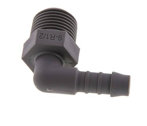 Codo para manguera de 9 mm (3/8'') y R1/2'' PA 6 con rosca macho [5 piezas]