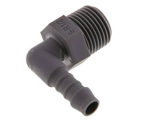 Codo para manguera de 9 mm (3/8'') y R1/2'' PA 6 con rosca macho [5 piezas]