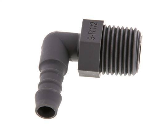Codo para manguera de 9 mm (3/8'') y R1/2'' PA 6 con rosca macho [5 piezas]