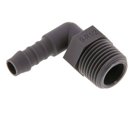 Codo para manguera de 9 mm (3/8'') y R1/2'' PA 6 con rosca macho [5 piezas]