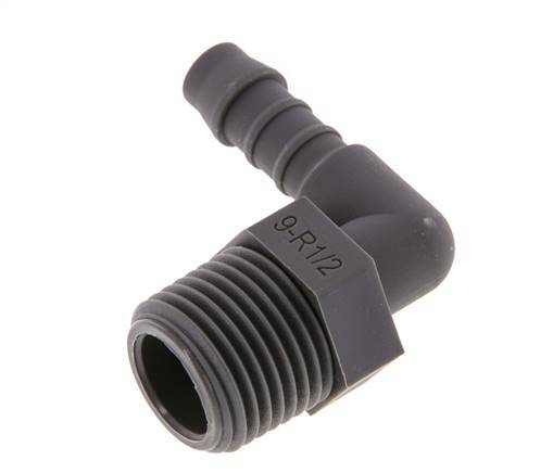 Codo para manguera de 9 mm (3/8'') y R1/2'' PA 6 con rosca macho [5 piezas]