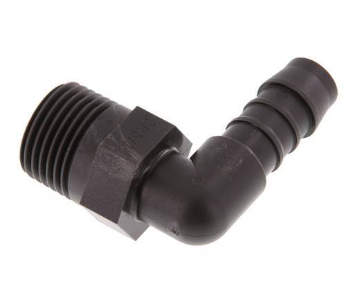Codo de manguera de 12 mm y R1/2'' PA 6 con rosca macho [5 piezas]
